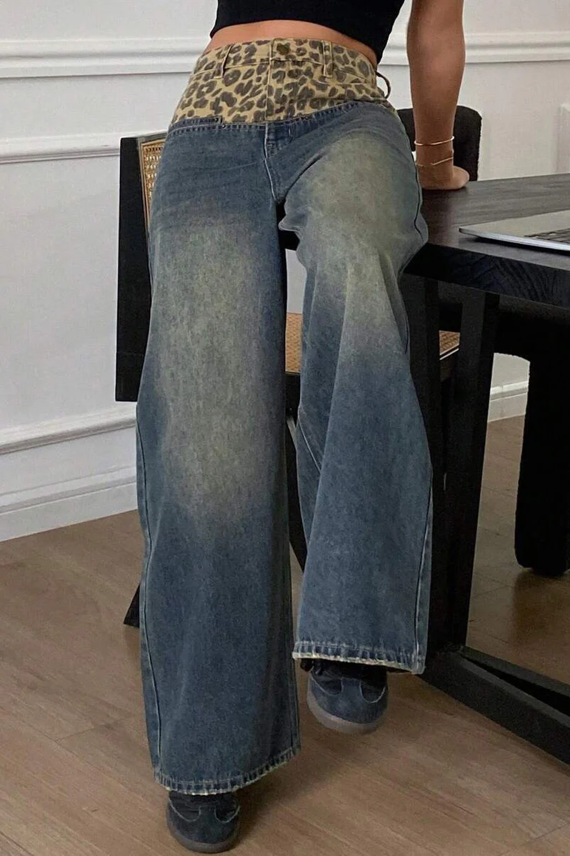 Vintage Leopard Patch Wide Leg Jean - Image 2