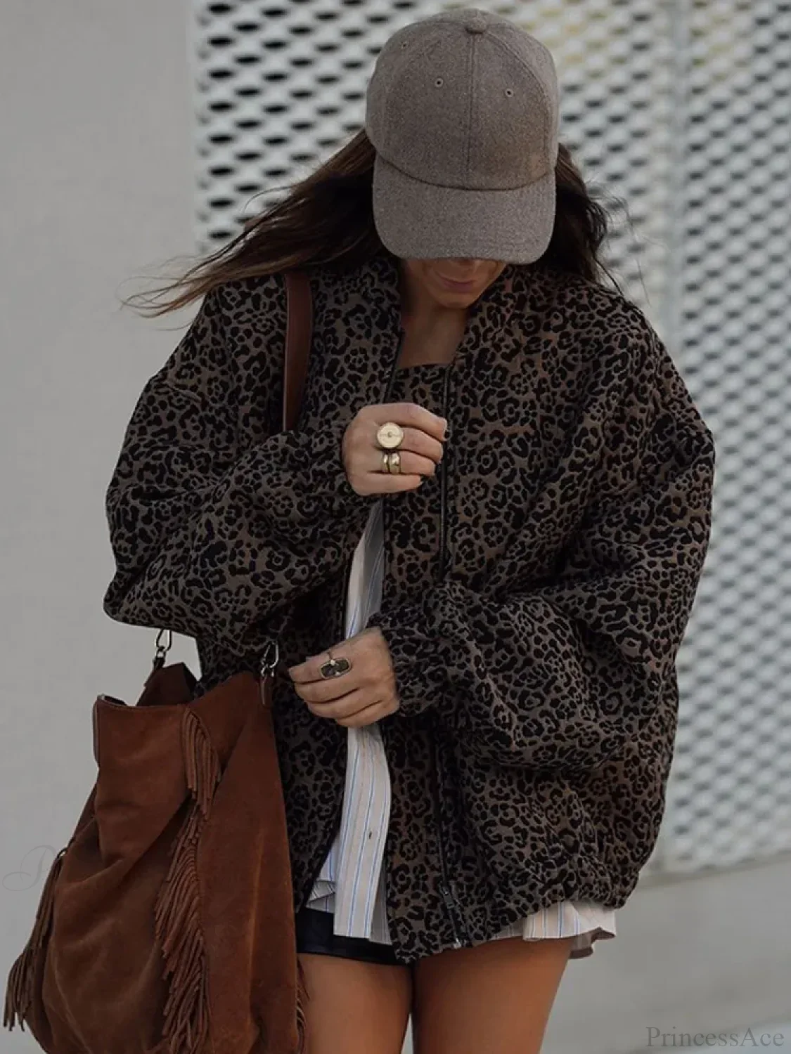 Vintage Leopard Print Zipper Coat - Image 4