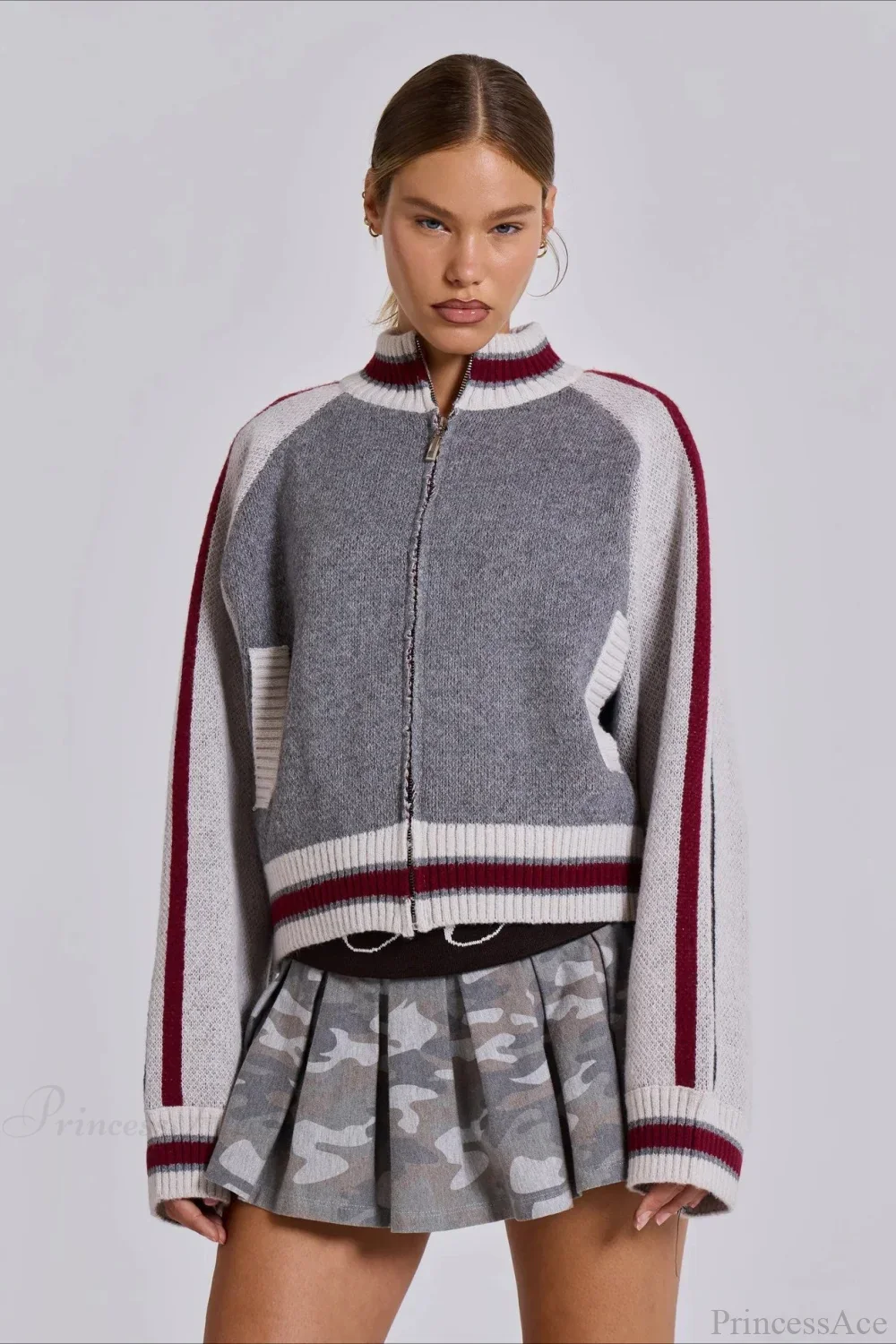 Vintage Letter Knit Cardigan Sweater