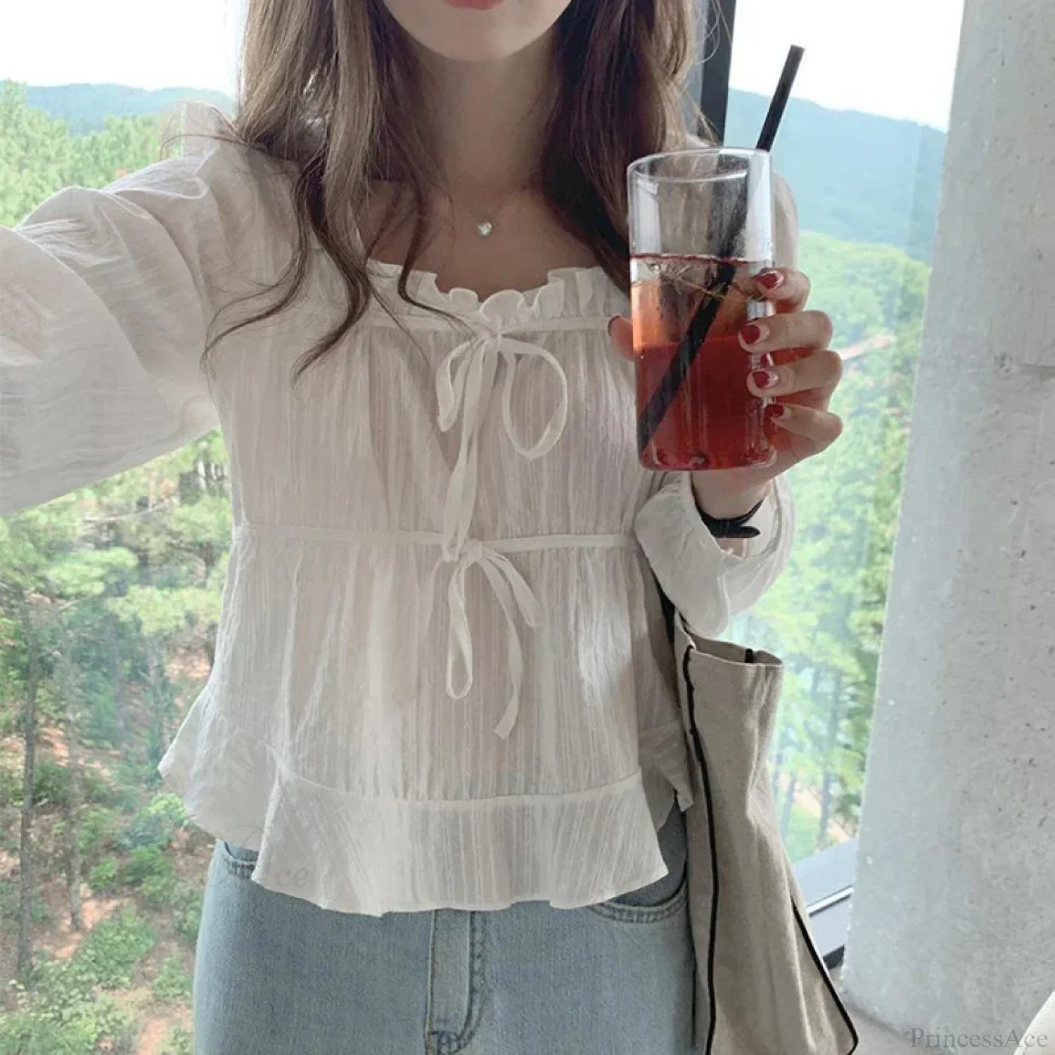 Vintage Loose White Ruffled Long Sleeve Blouse - Image 6