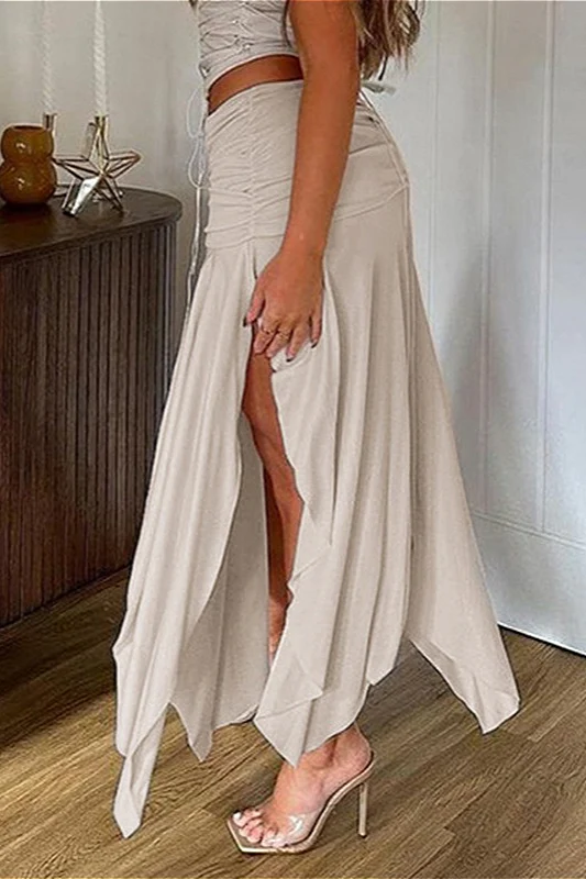 Vintage Low-Waist Ruched Asymmetrical Skirt - Image 2