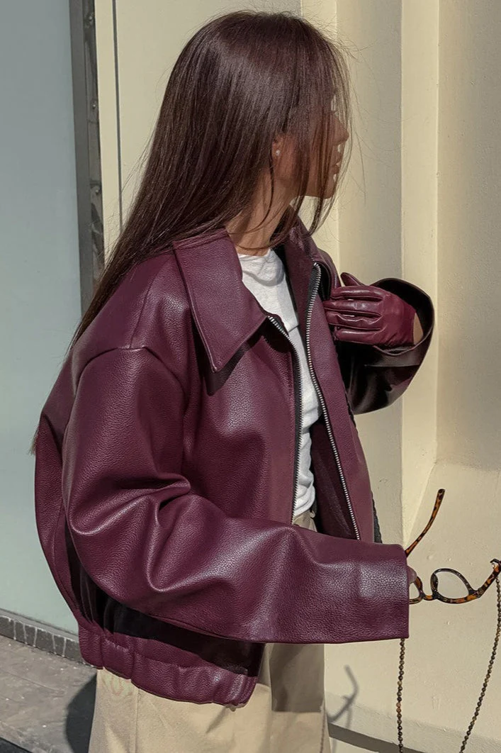 Vintage Matte Leather Biker Jacket - Image 3