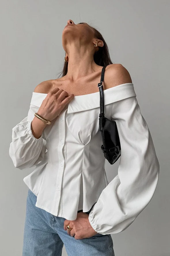 Vintage Off Shoulder Blouse - Image 3