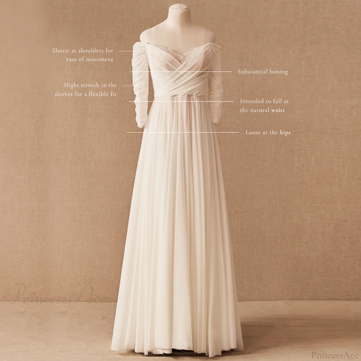 Vintage Off-Shoulder Outdoor Wedding Dress - Image 2