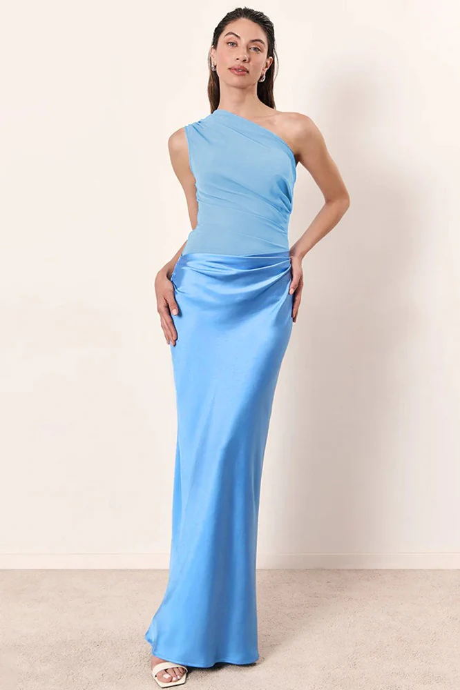 Vintage One-shoulder Sleeveless Tailored Maxi Dress - Image 5