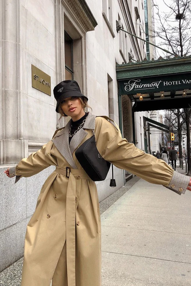 Vintage Paneled Double-Breasted Trench Coat - Image 3