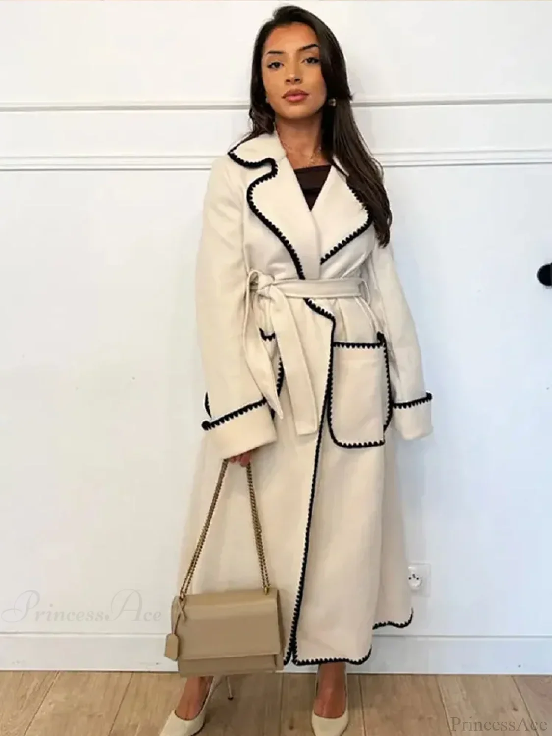 Vintage Patchwork Belted Wool Overcoat - Image 2