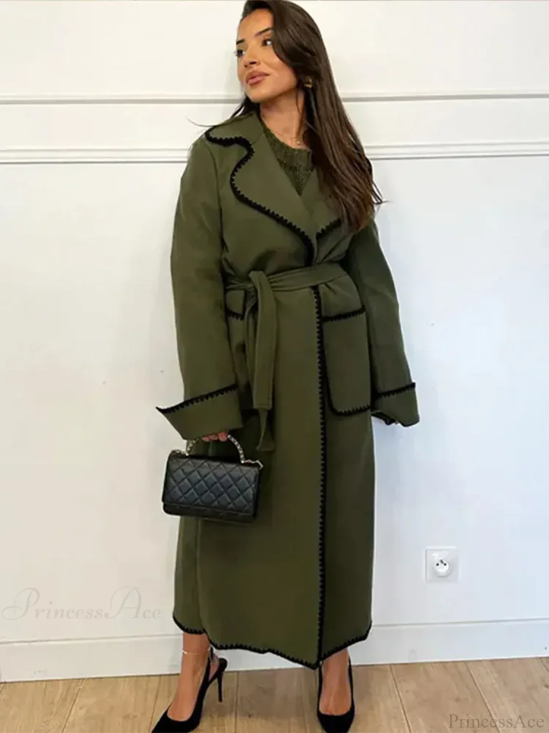 Vintage Patchwork Belted Wool Overcoat - Image 3