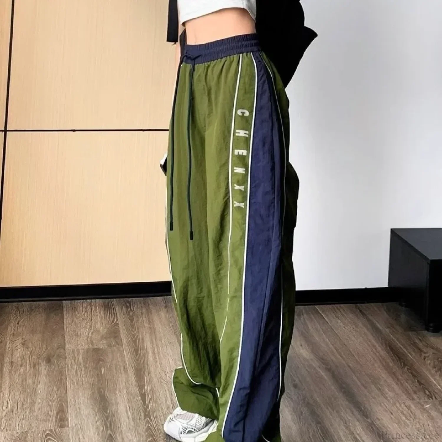 Vintage Patchwork Elastic Waist Pants - Image 3