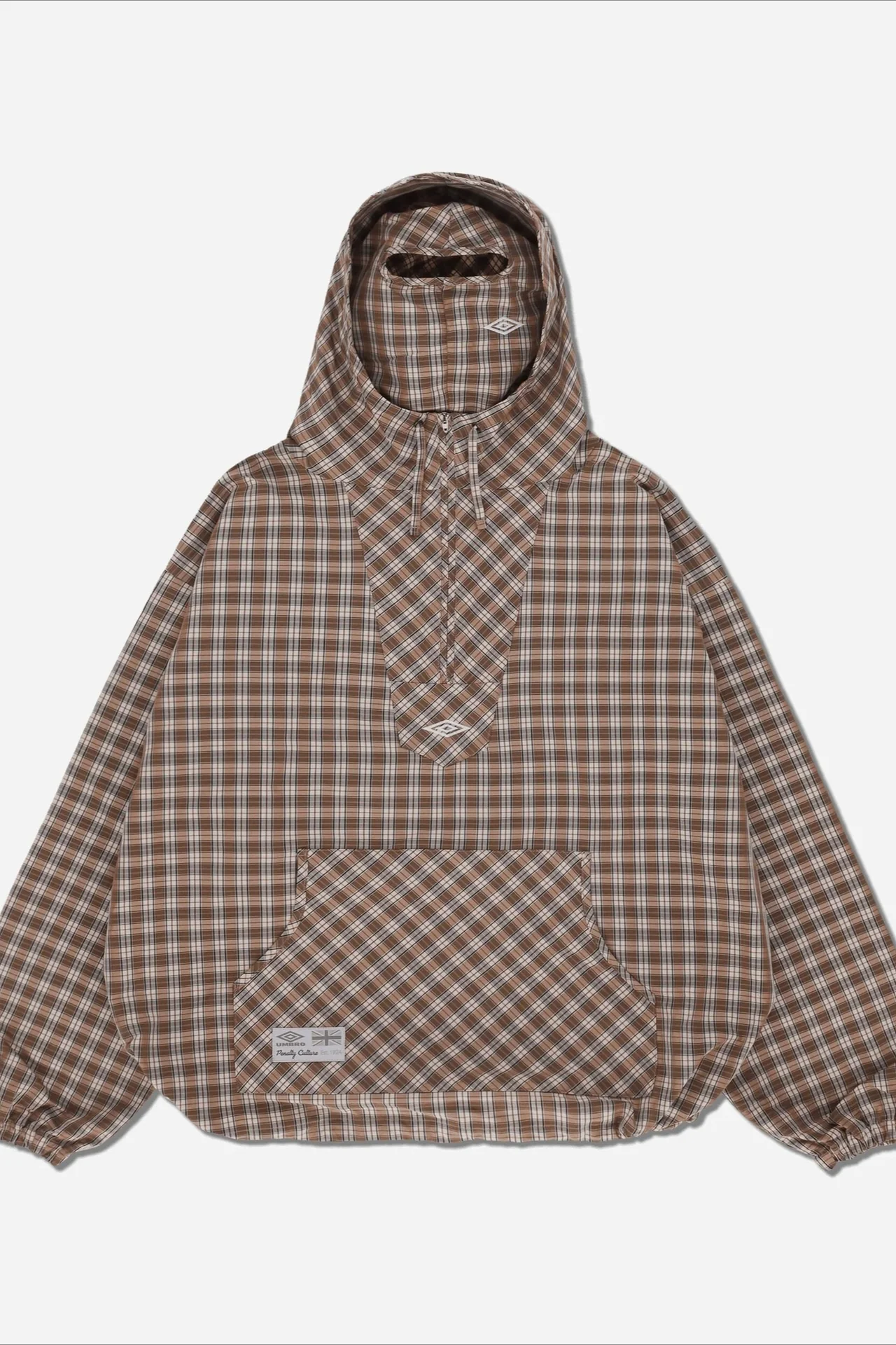 Vintage Plaid Half-Placket Masked Hoodie - Image 4