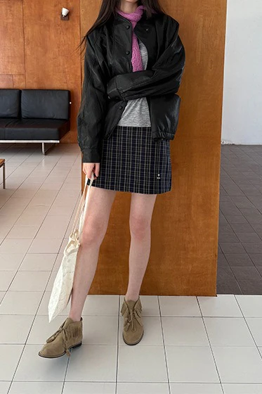 Vintage Plaid High Waist A-Line Skirt - Image 2