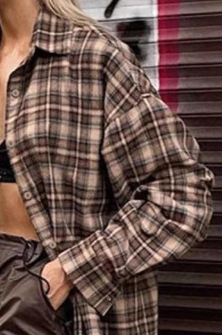 Vintage Plaid Long Blouse - Image 3