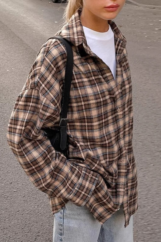 Vintage Plaid Long Blouse - Image 4