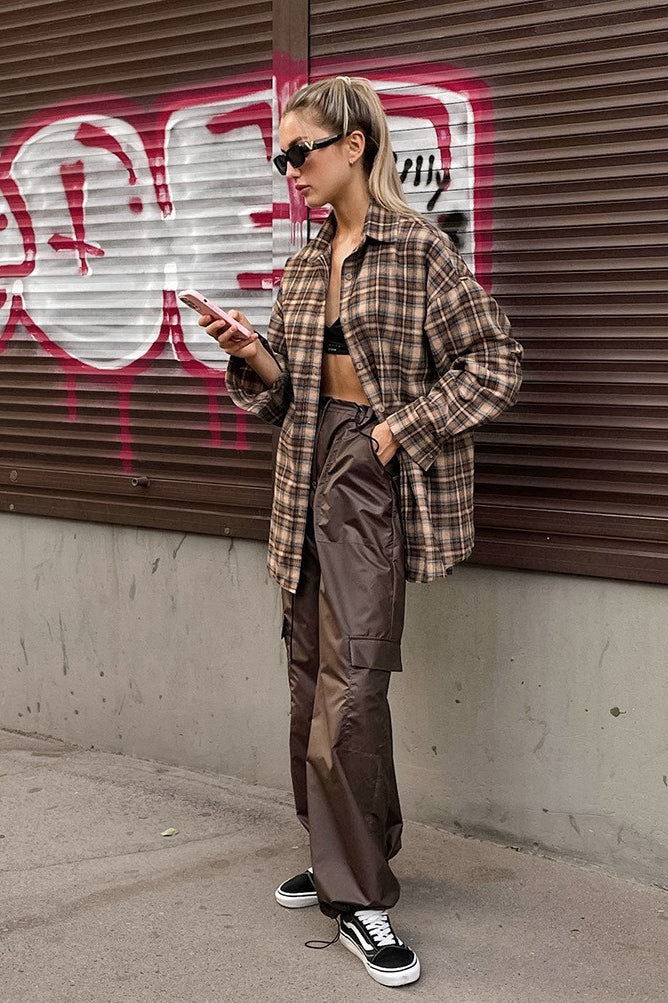 Vintage Plaid Long Blouse - Image 5