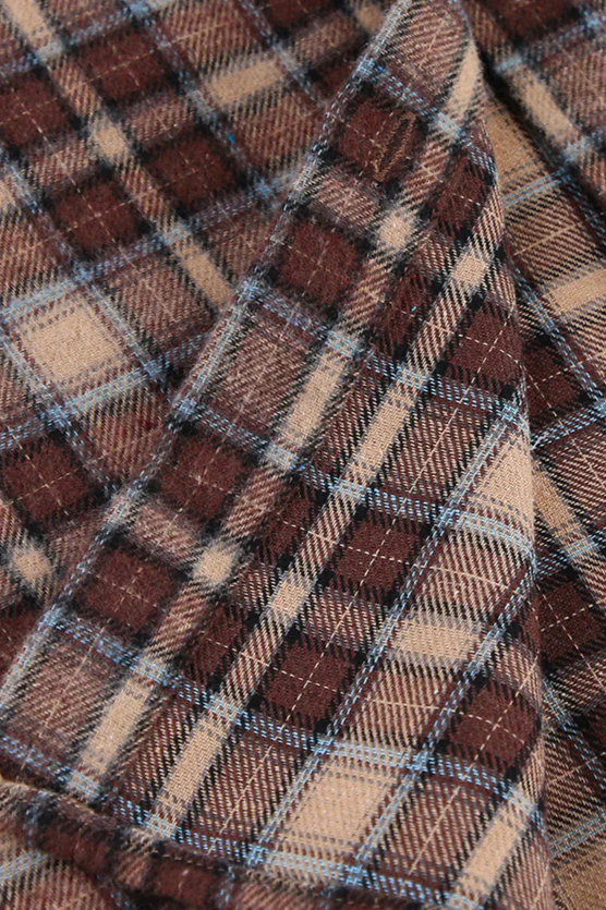Vintage Plaid Longline Loose Fit Blouse - Image 6