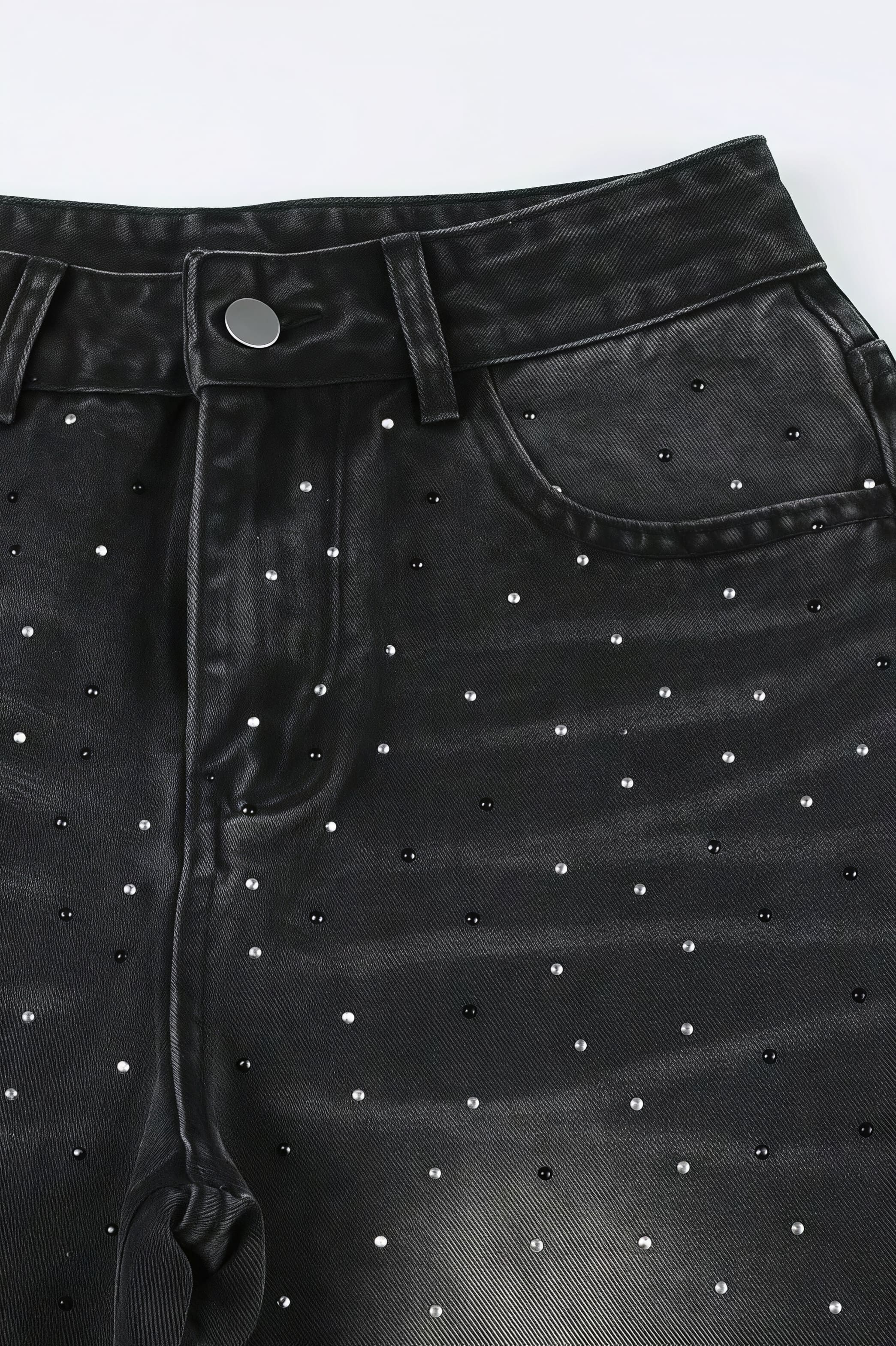 Vintage Rhinestone Distressed Low Waist Wide Leg Jeans - Image 5
