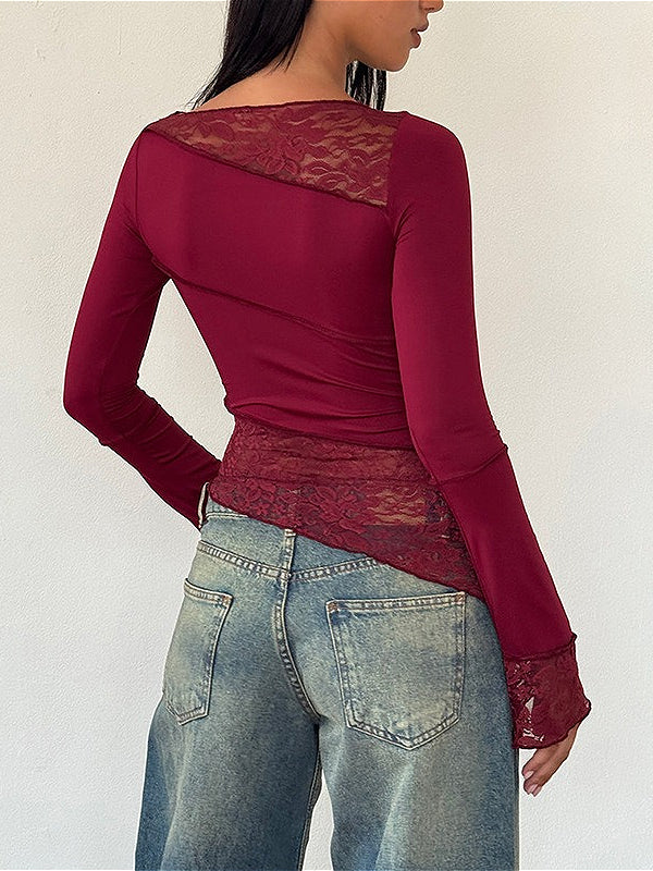 Vintage Slim Fit Floral Detail Long Sleeve Long Sleeve Tee - Image 3