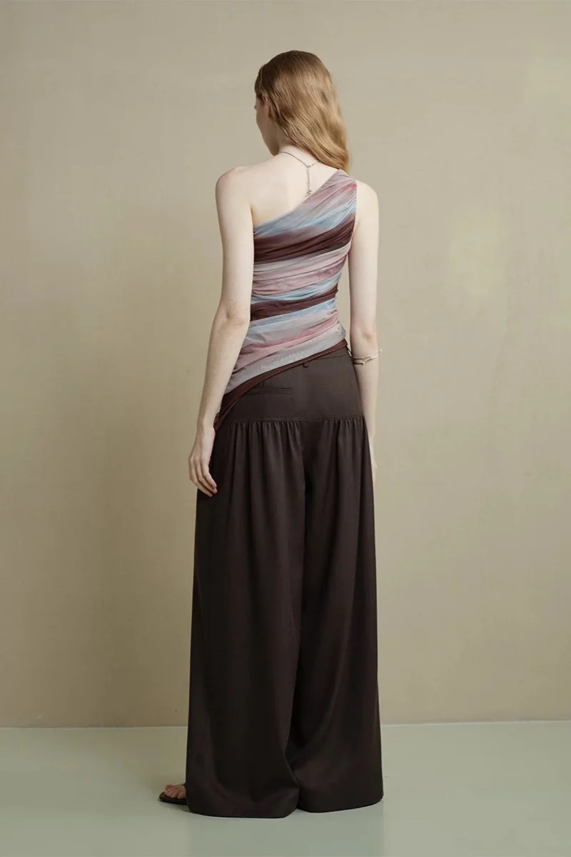 Vintage Soft Ruched Wide-Leg Pants - Image 2