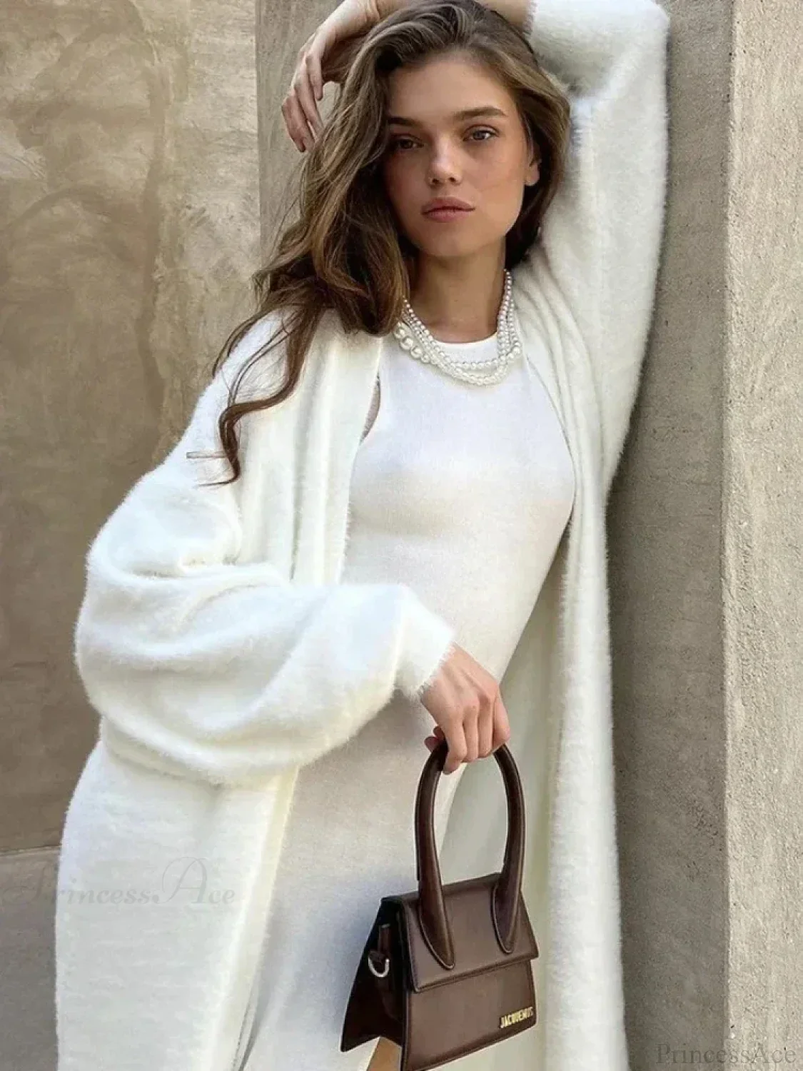 Vintage Solid Fluffy Warm Oversized Cardigan - Image 4