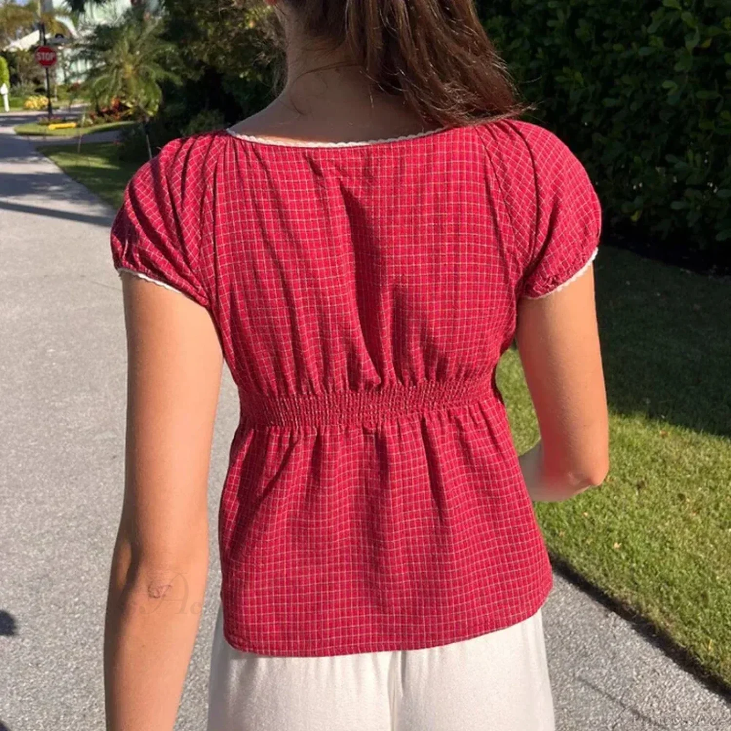 Vintage Square Collar Milkmaid Crop Top - Image 5