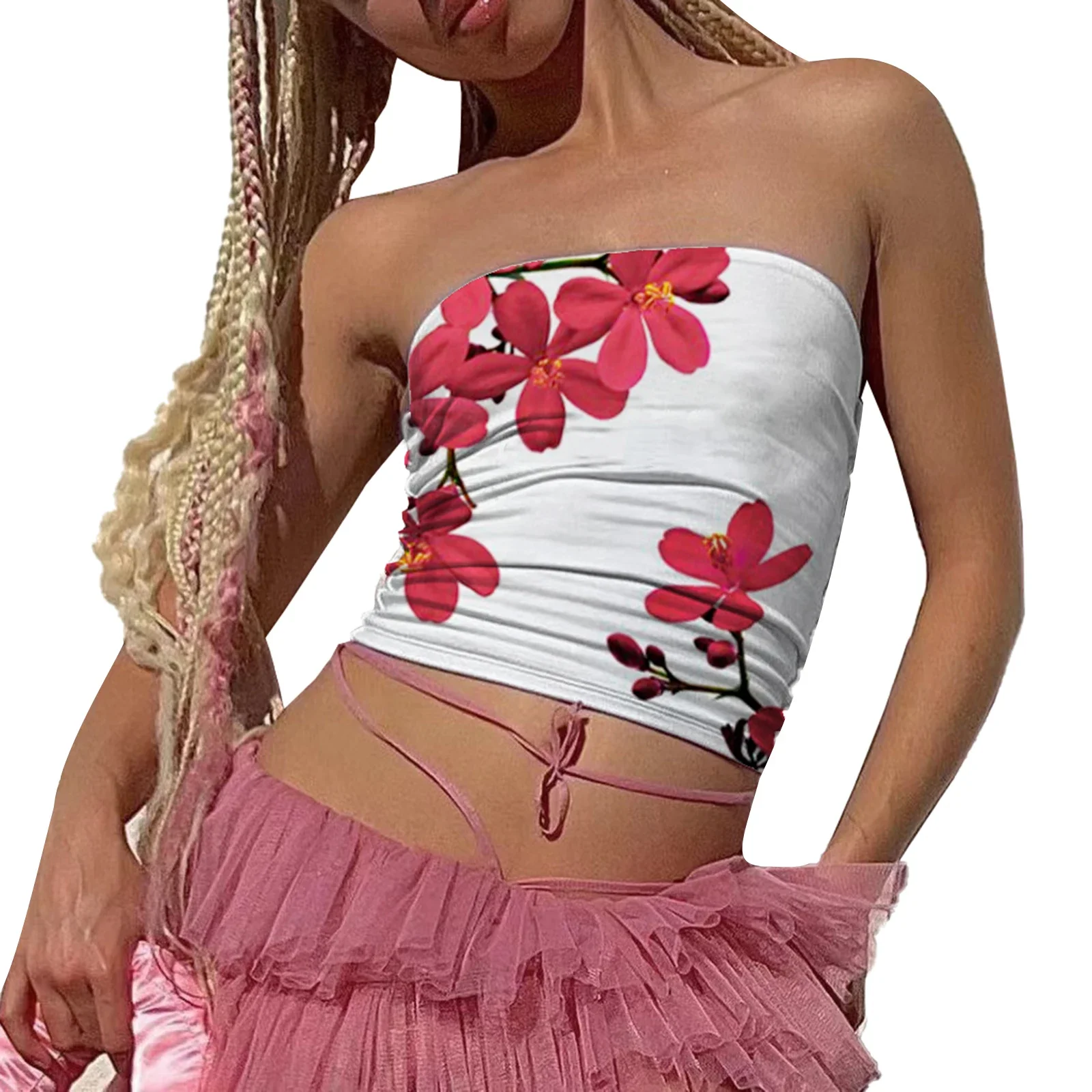 Vintage Strapless Slim Crop Top - Image 4