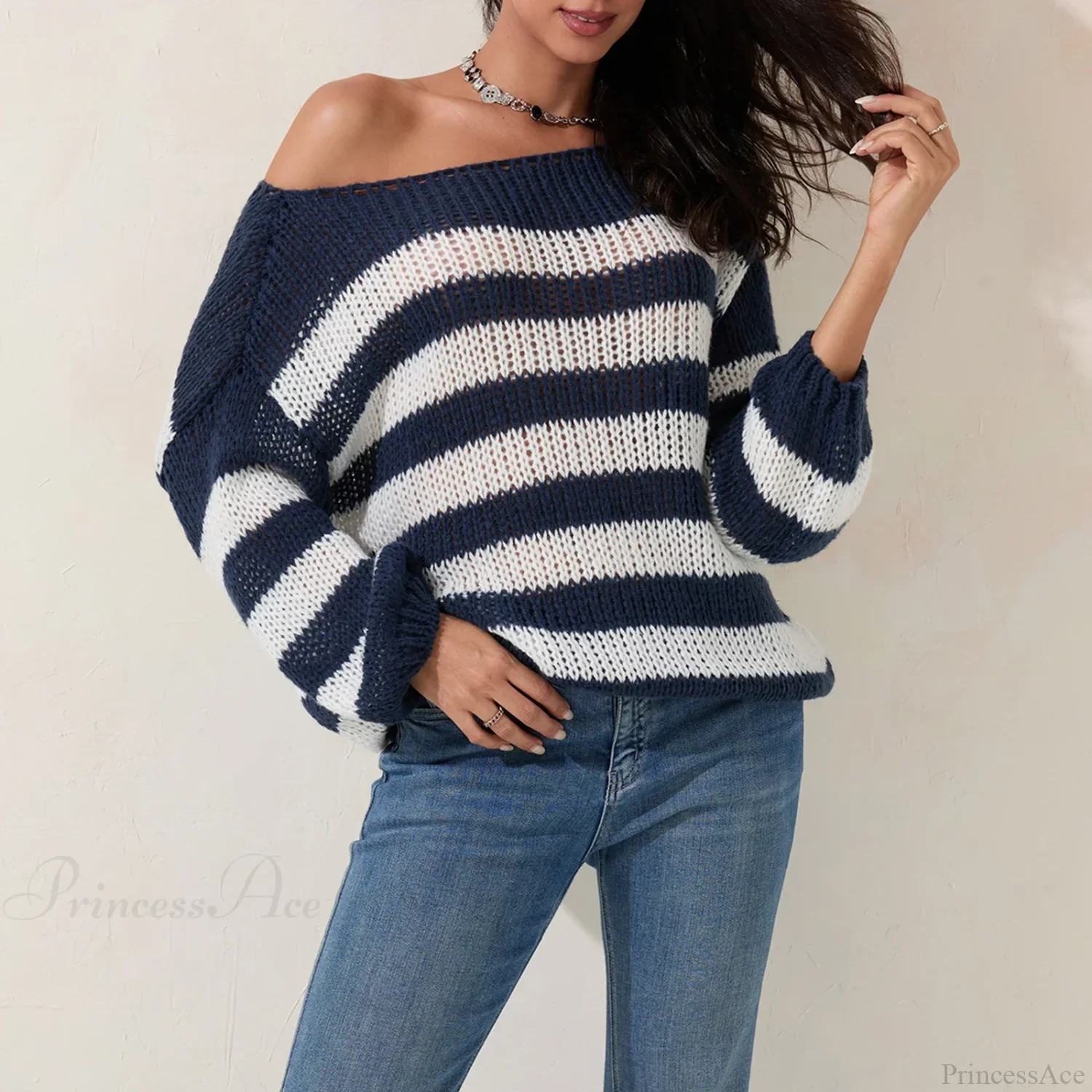 Vintage Striped Boat Neck Sweater - Image 2