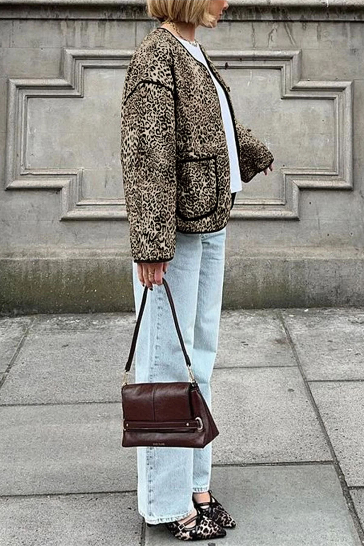 Vintage Style Animal Print Short Cardigan - Image 3