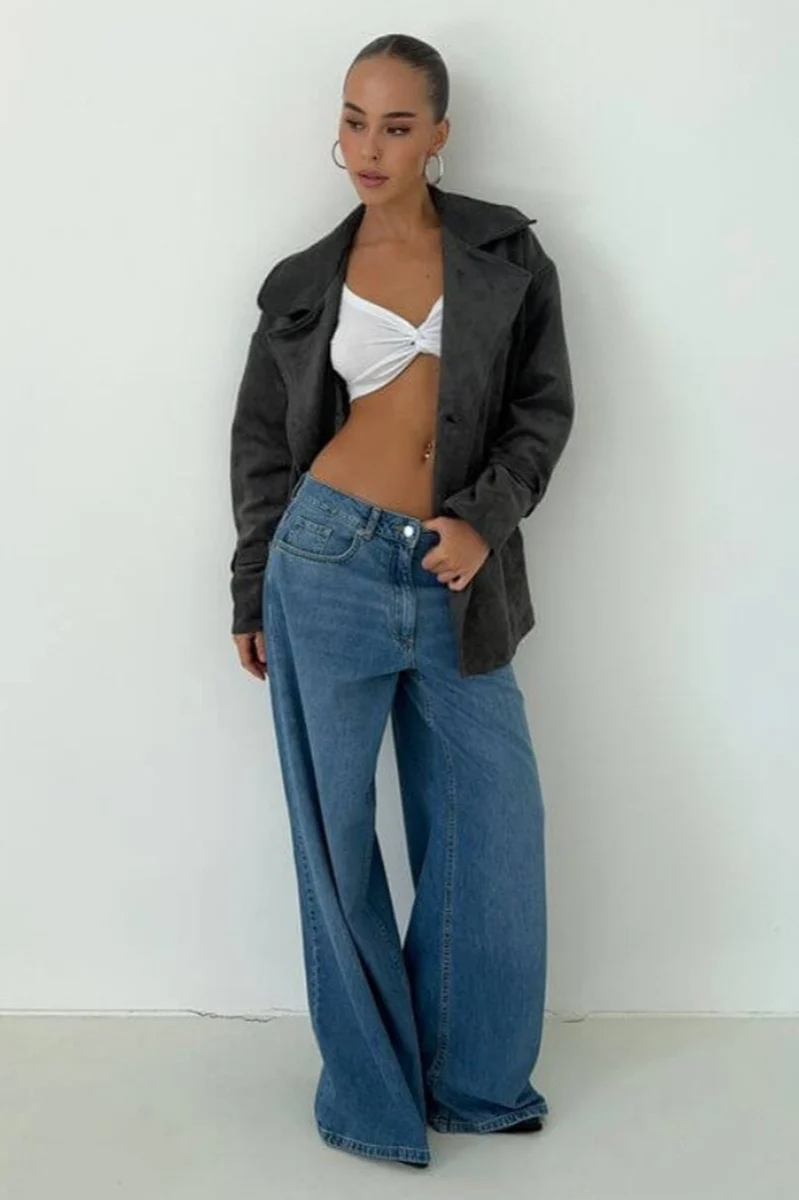 Vintage Suede Lapel Tie Waist Jacket Coat - Image 14