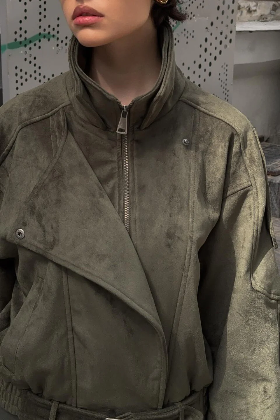 Vintage Suede Stand Collar Jacket - Image 4