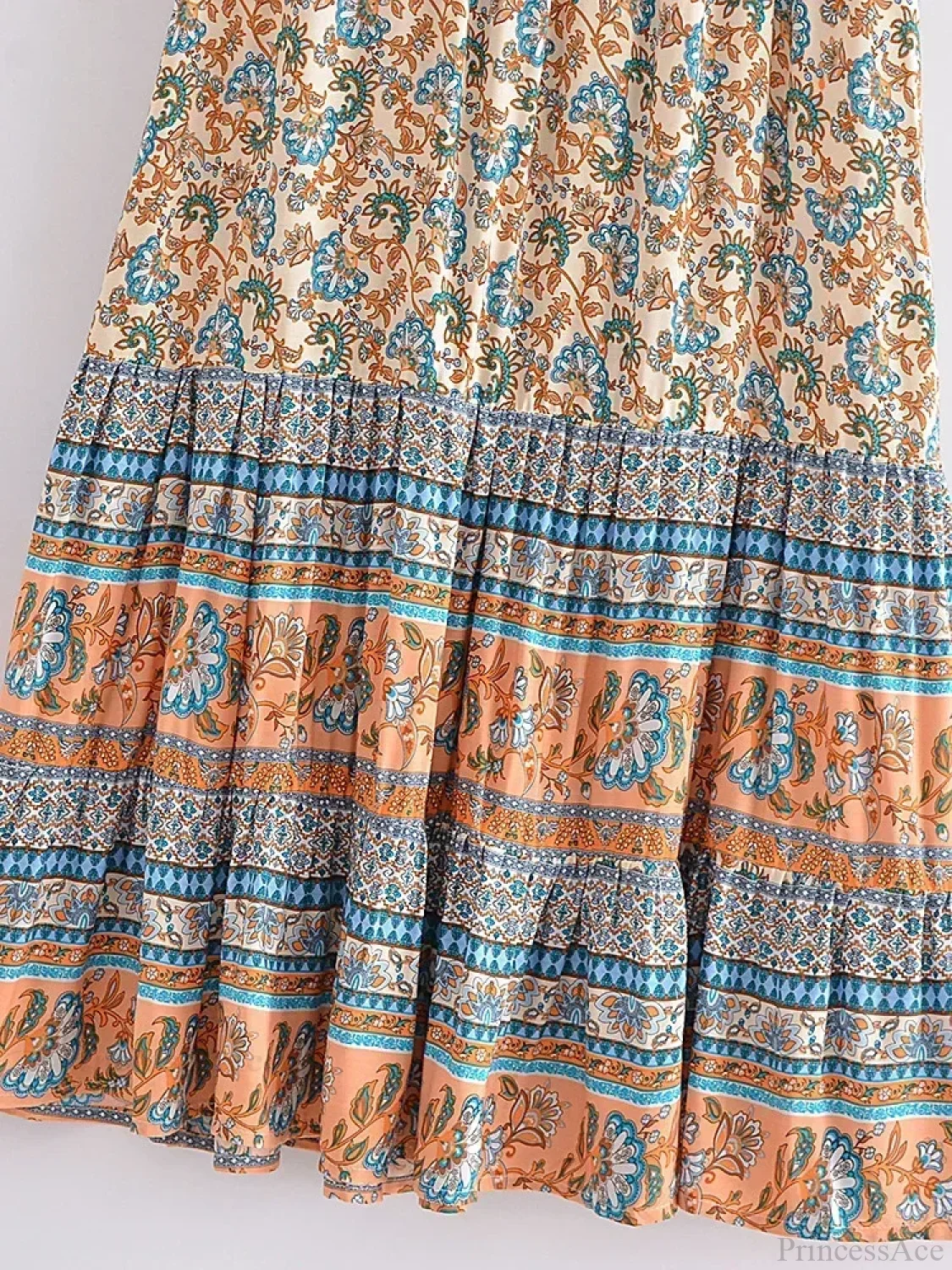 Vintage Summer Floral Print Beach Bohemian Maxi A-Line Skirt - Image 2