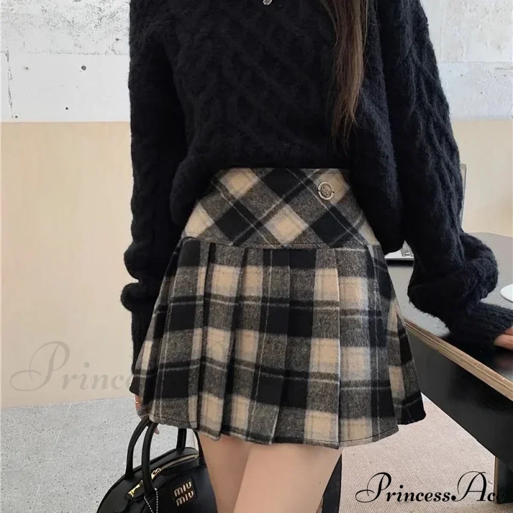 Vintage Sweet Korean Cute Kawaii Stylish Autumn Winter Trendy Mini Skirt - Image 3