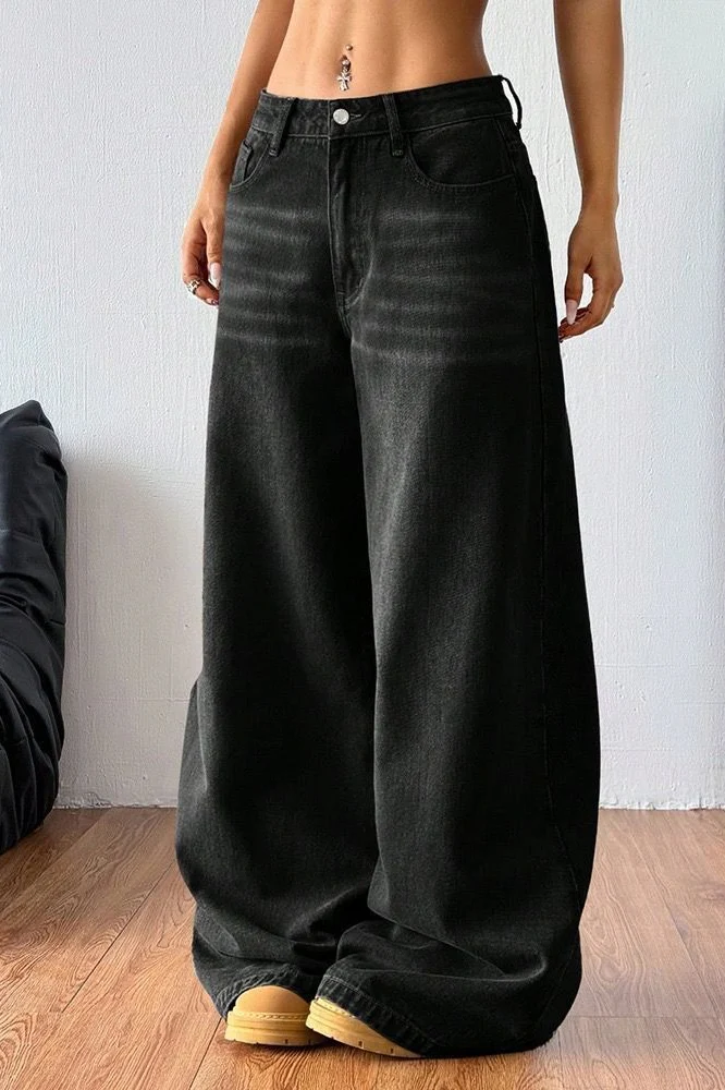 Vintage Washed Wide-Leg Jeans - Image 3