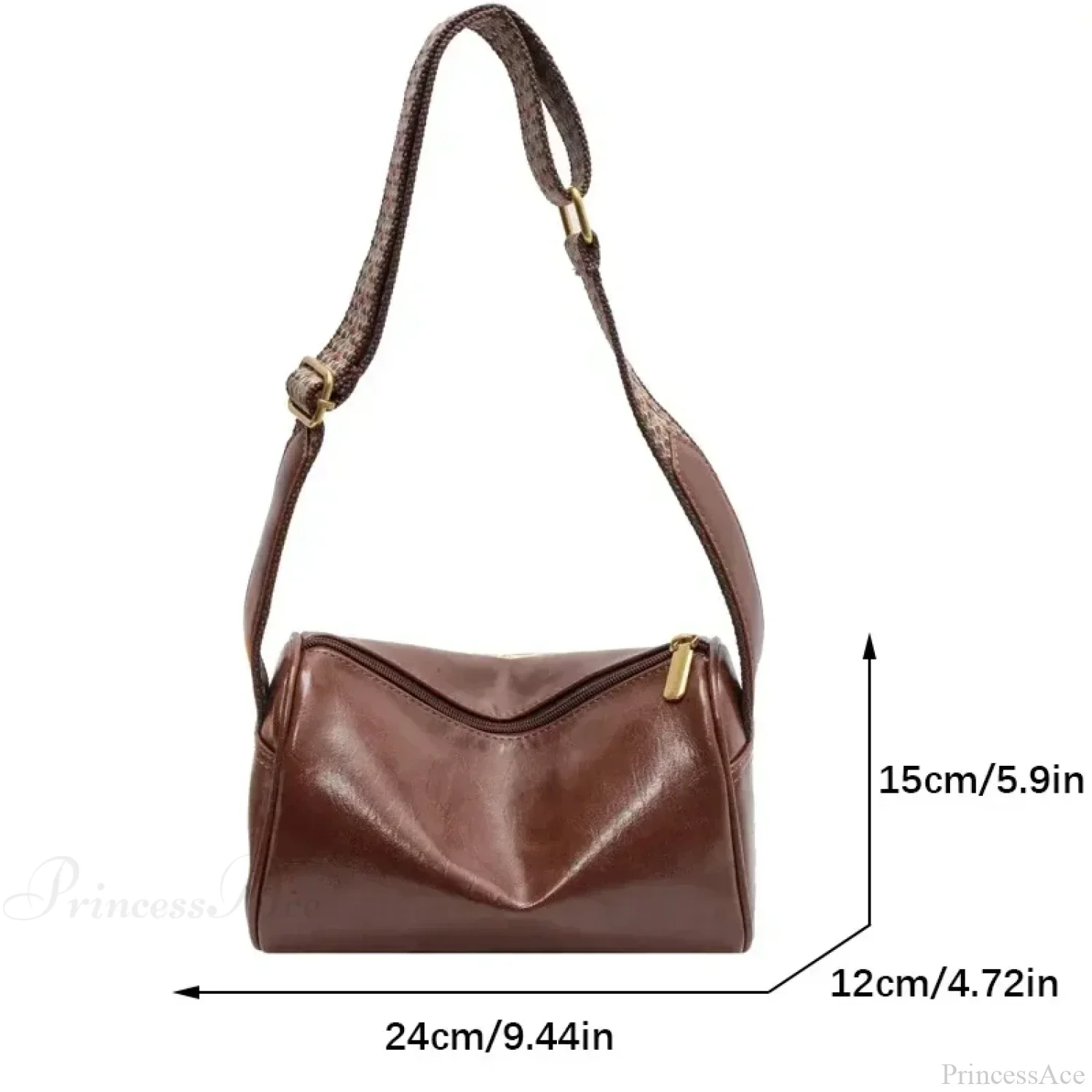 Vintage Wide Strap Crossbody Shoulder Bag - Image 5