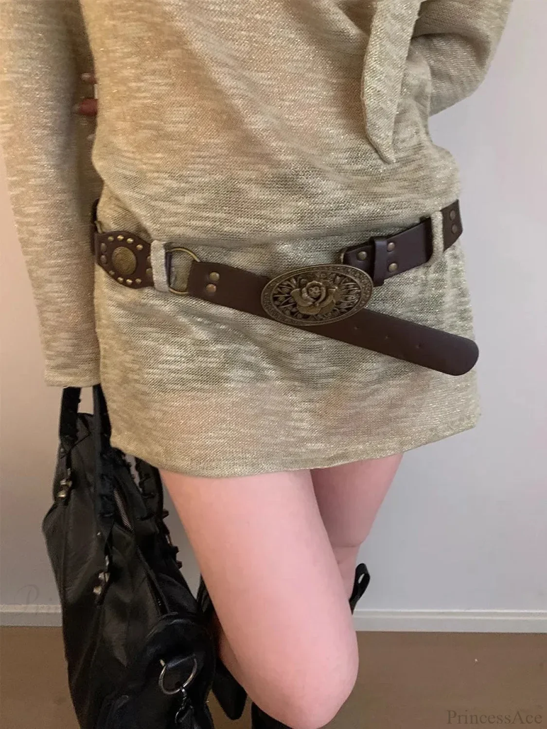 Vintage Y2K Dark Bohemian Wide Brown Belt - Image 4