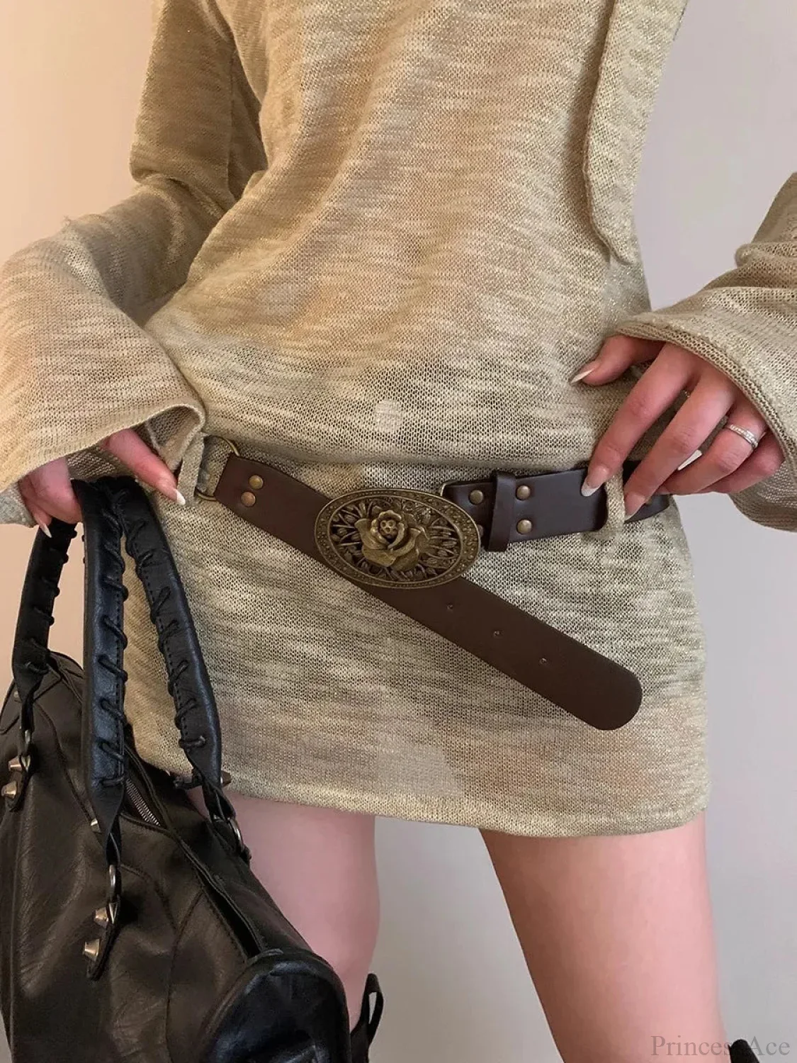 Vintage Y2K Dark Bohemian Wide Brown Belt - Image 5