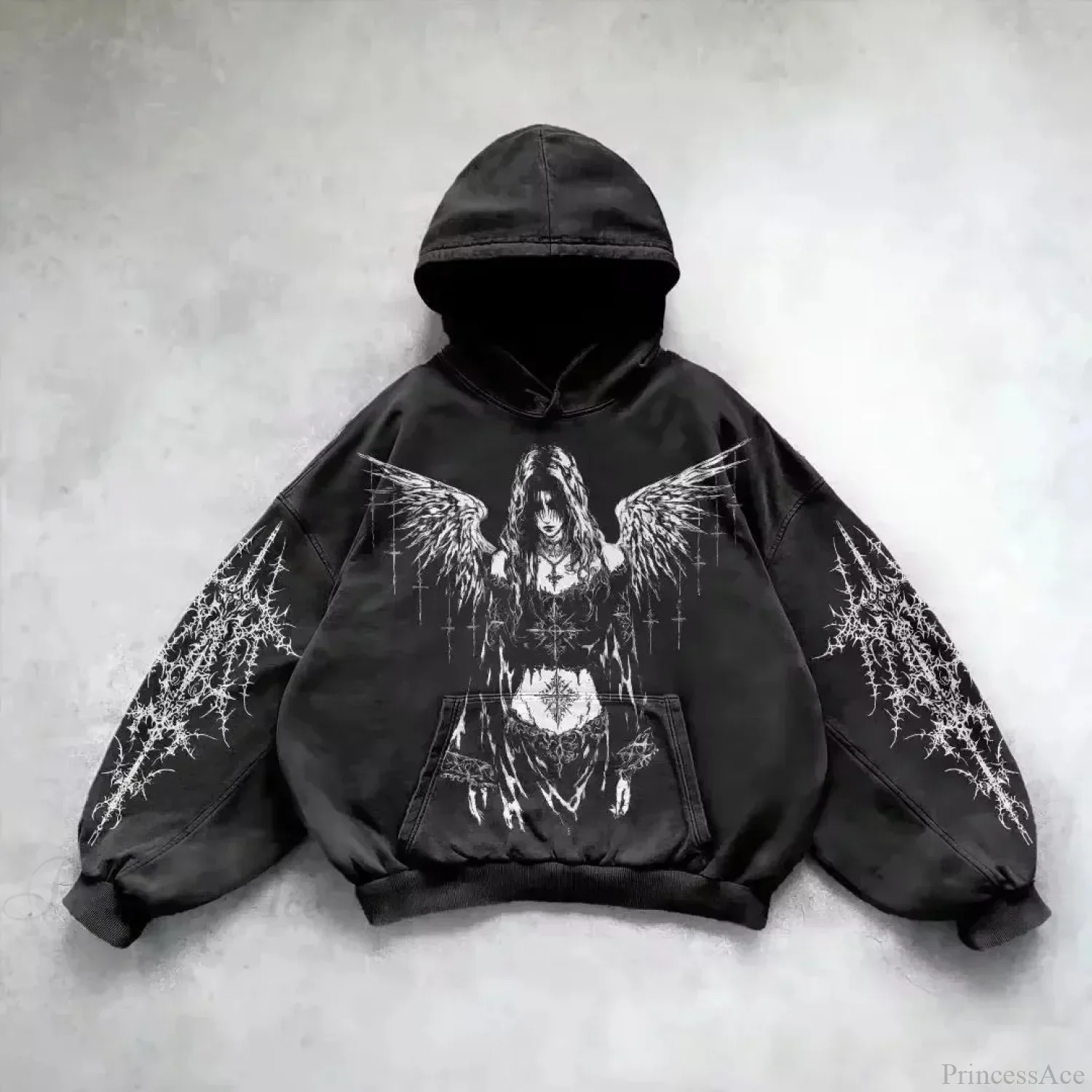 Vintage Y2K Gothic Printed Zipper Hoodie - Image 11