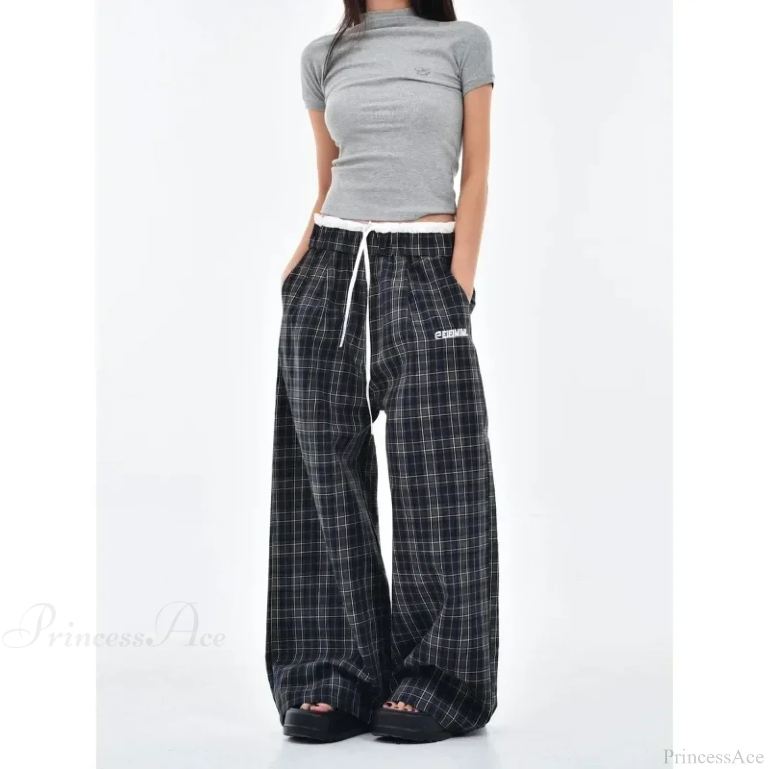 Vintage Y2K Plaid Women Sweatpants Pants - Image 2