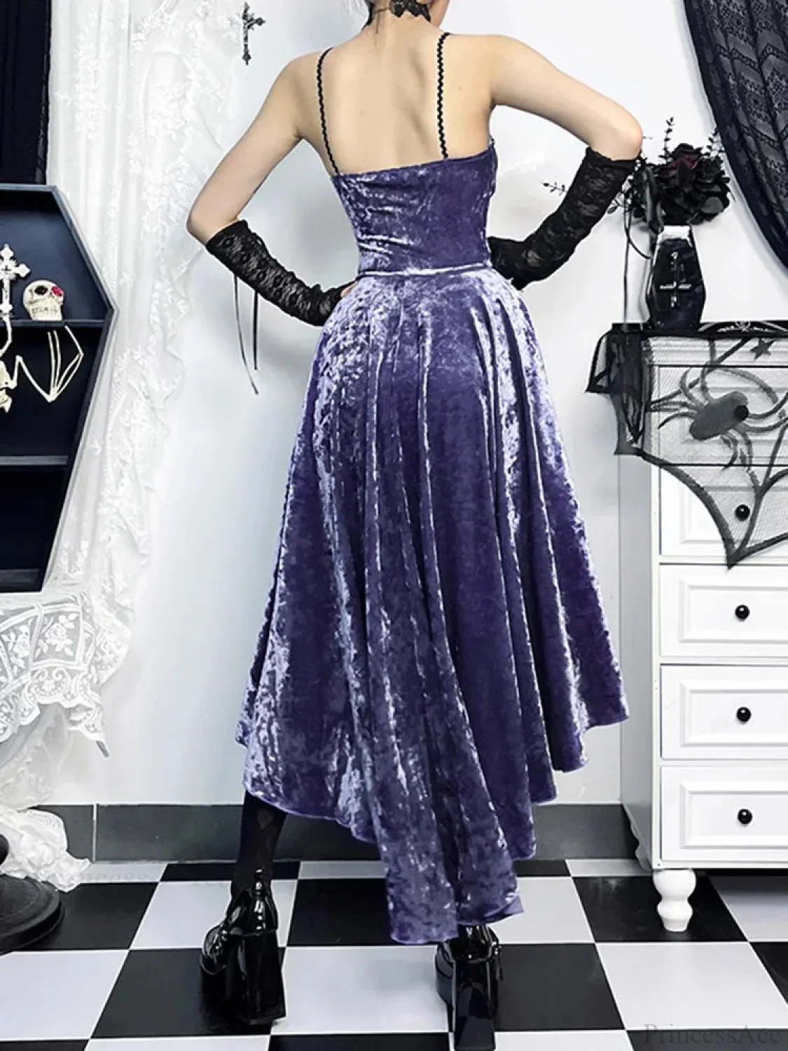 Violet Lace Cross Bodice Midi Dress - Image 4