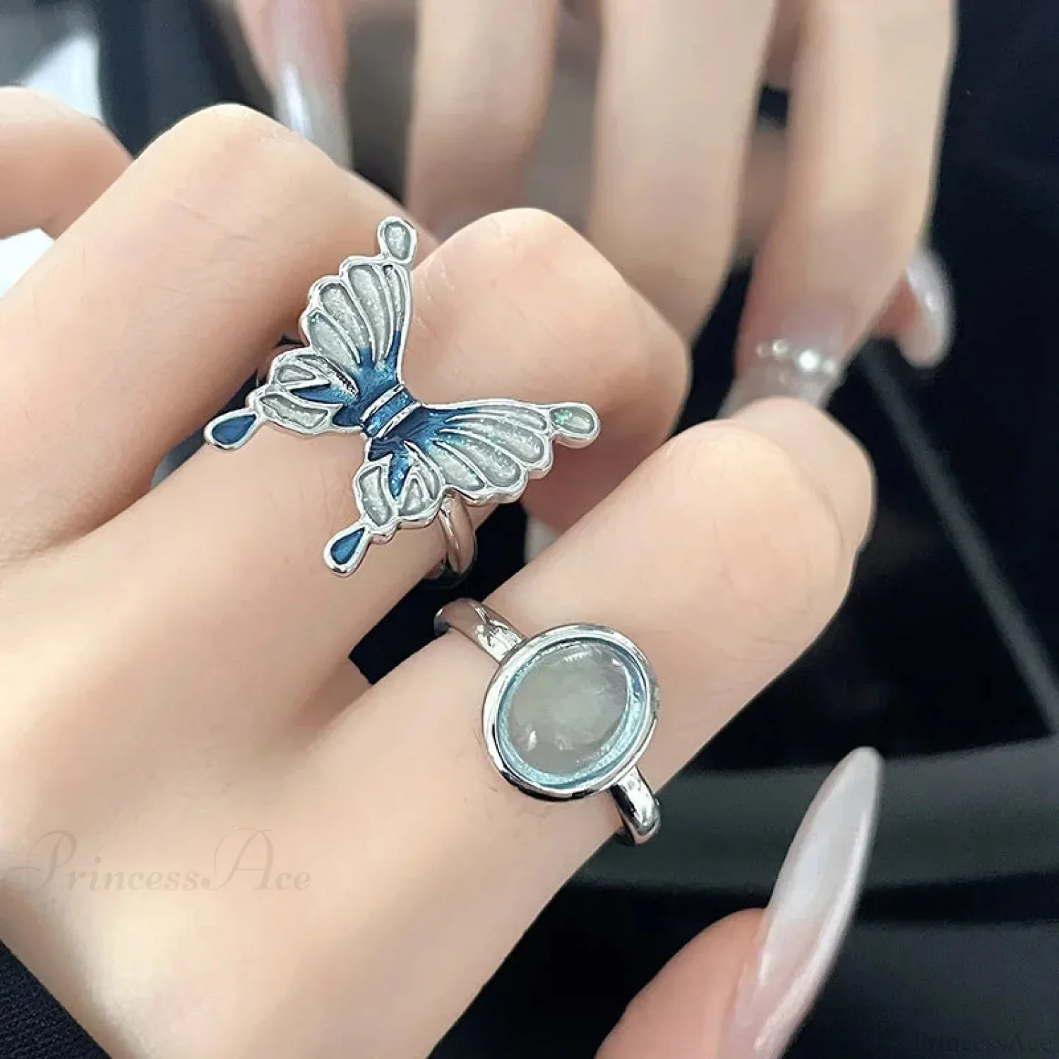 Vivid Stone Drip Rhinestone Gothic Ring - Image 5