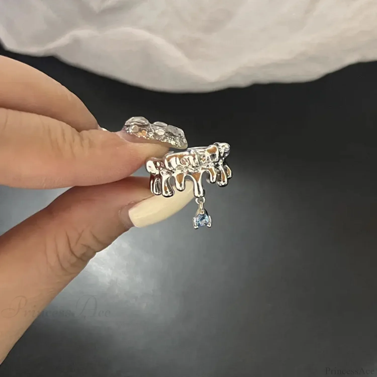 Vivid Stone Drip Rhinestone Gothic Ring - Image 7