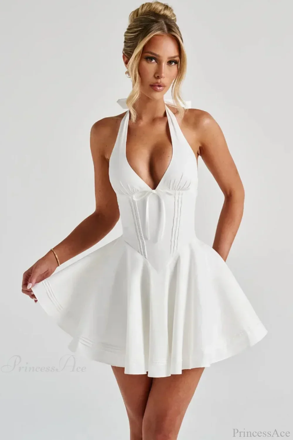 Waist Wrap A-line Mini Vacation Dress - Image 5