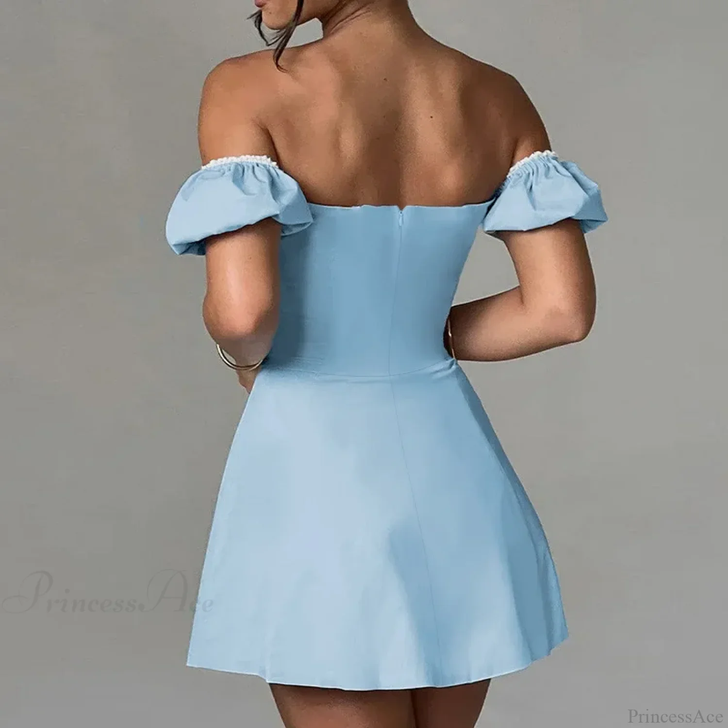 Waist Wrap A-line Off Shoulder Vacation Dress - Image 4