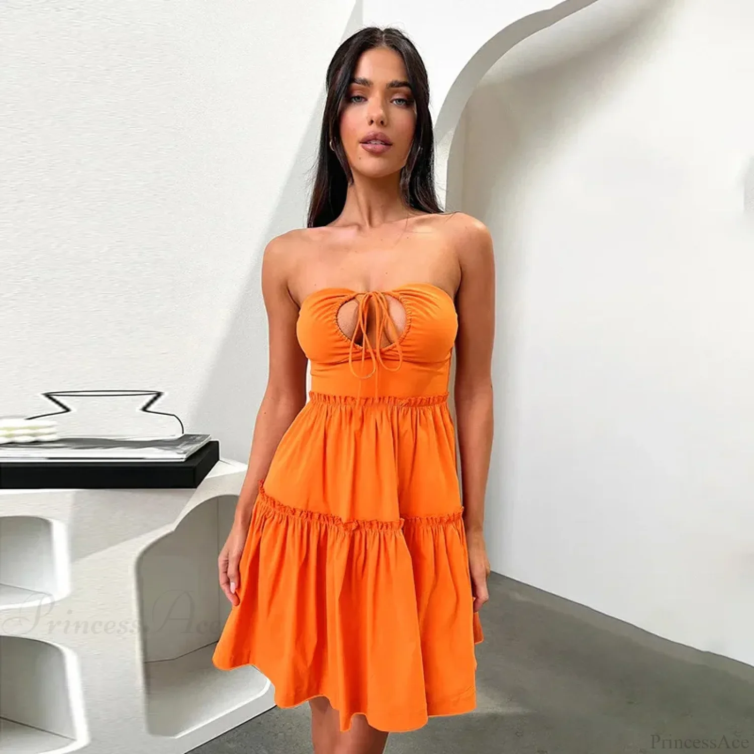 Waist Wrap A-line Pleated Vacation Dress - Image 3
