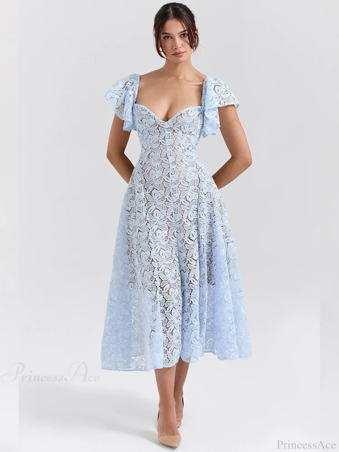 Waist Wrap Lace Vacation Dress - Image 4