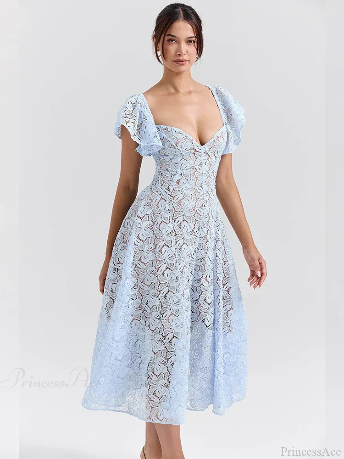 Waist Wrap Lace Vacation Dress - Image 5