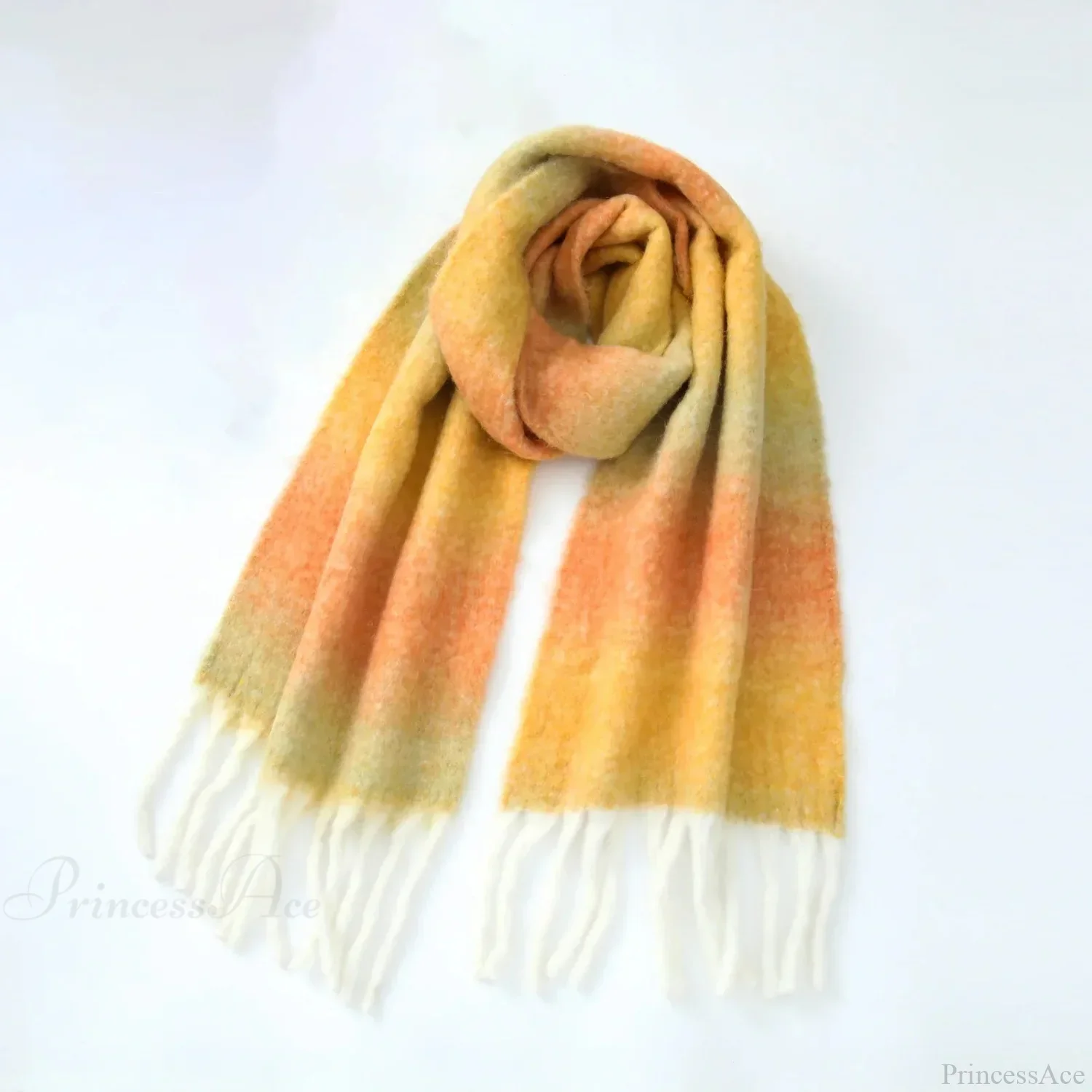 Warm Gradient Color Wool Winter Scarf - Image 7