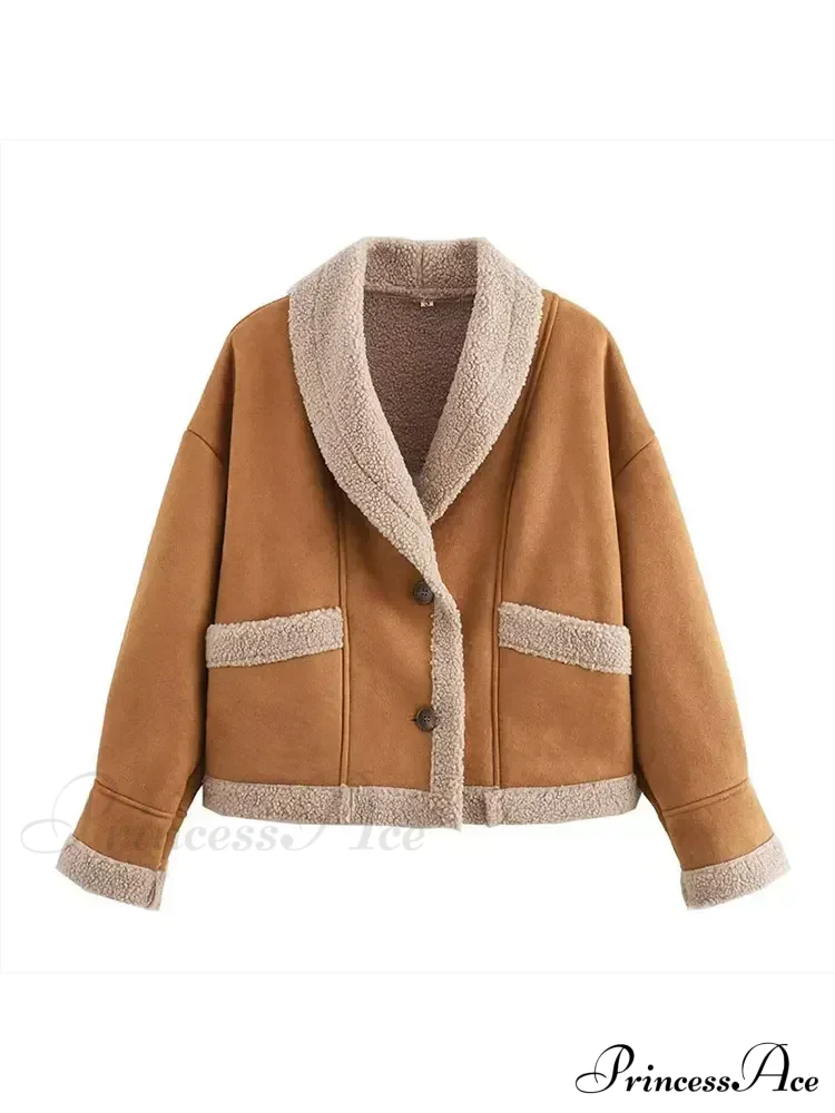 Warm Lamb Wool Casual Lapel Single-breasted Thickened Pocket Winter Stylish Coat - Image 6