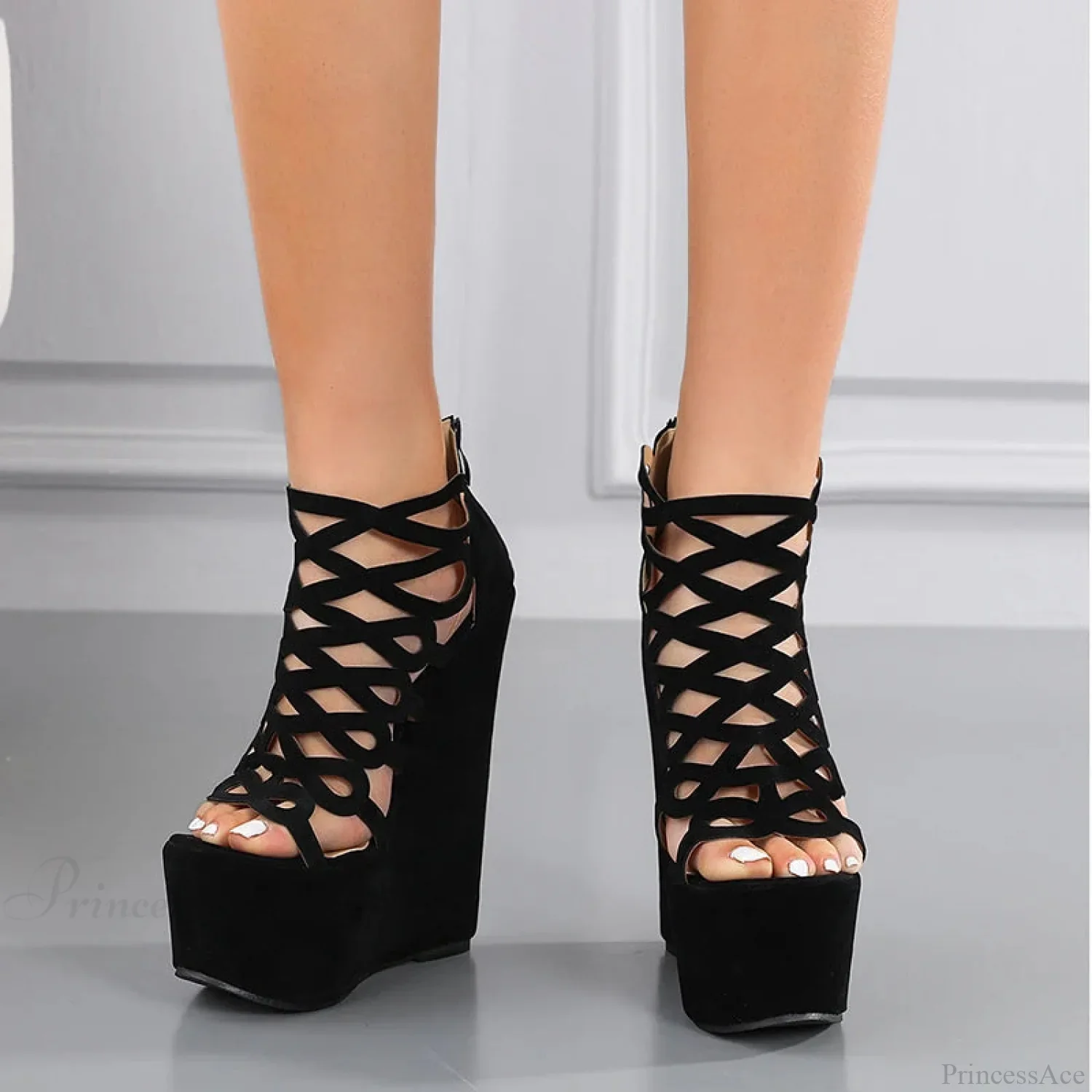 Warm Platform Uncovered Toe Tall Heel Gothic Boot - Image 3