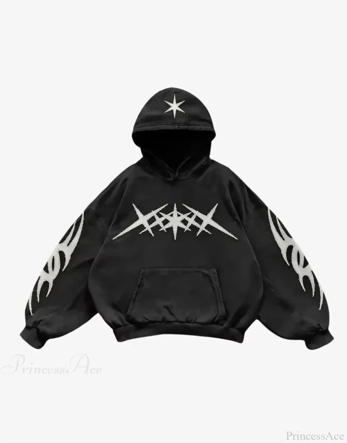 Washed Gothic Letter Zipper Hoodie - Image 10