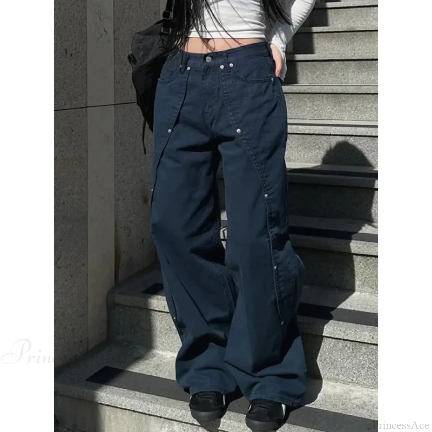 Washed Patchwork Y2K Women Jeans Pants - Image 3